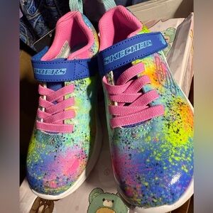 Skechers Girls Size 12 NWT Kids' Vibrant Blue and Pink Sneakers